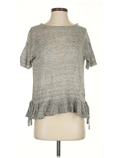 Pre-owned White + Warren Short Sleeve Top Gray Crew Neck Tops