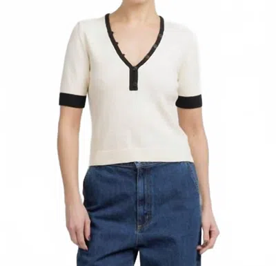 White + Warren Short Sleeve Top In Ivory/midnight In White
