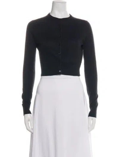 Pre-owned White + Warren Silk Crew Neck Sweater In Black