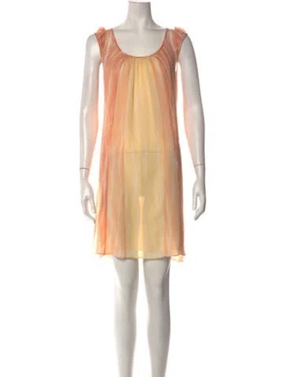 Pre-owned White + Warren Silk Mini Dress In Pink/yellow