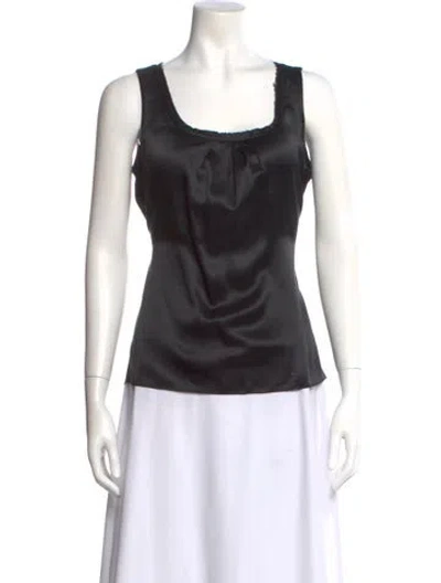 Pre-owned White + Warren Silk Scoop Neck Top In Black