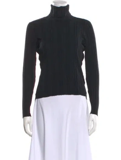 Pre-owned White + Warren Silk Turtleneck Sweater In Black
