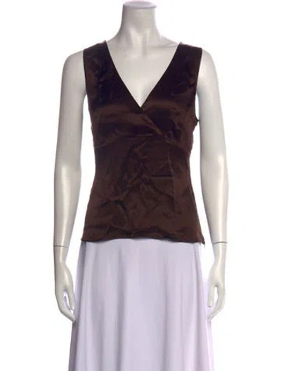 Pre-owned White + Warren Silk V-neck Top In Brown