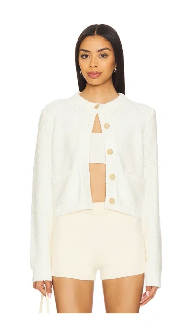 White + Warren Slub Pocket Cardigan In Ivory