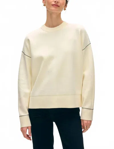 White + Warren Soft Cotton Crewneck Sweater In Cream In Neutral