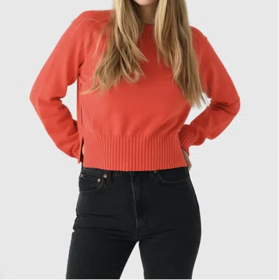 White + Warren Soft Cotton Rib Trim Sweatshirt In Poppy/ Red Navy In Orange