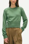 White + Warren Soft Cotton Rib Trim Sweatshirt In Willow In Green