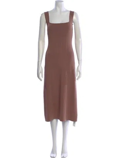 Pre-owned White + Warren Square Neckline Midi Length Dress In Pink