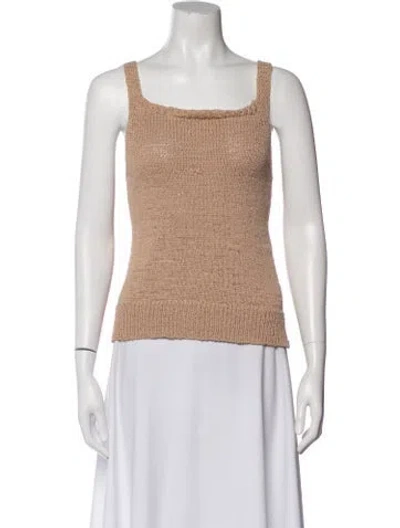Pre-owned White + Warren Square Neckline Sleeveless Top In Neutral