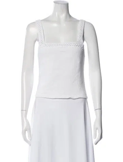 Pre-owned White + Warren Square Neckline Sleeveless Top In White