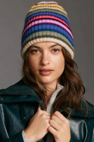 White + Warren Striped Beanie In Multi