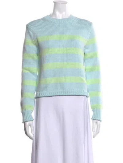 Pre-owned White + Warren Striped Crew Neck Sweater In Blue/green