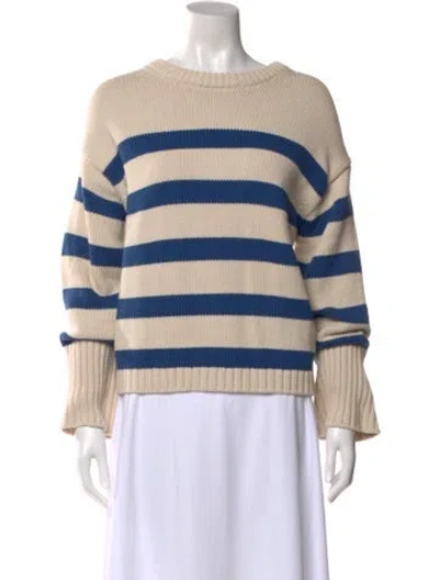 Pre-owned White + Warren Striped Crew Neck Sweater In Neutral