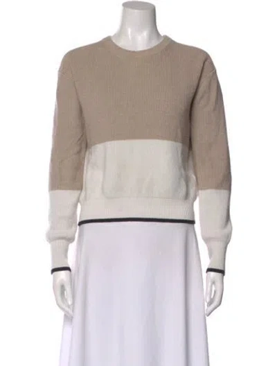 Pre-owned White + Warren Striped Crew Neck Sweater In Neutral