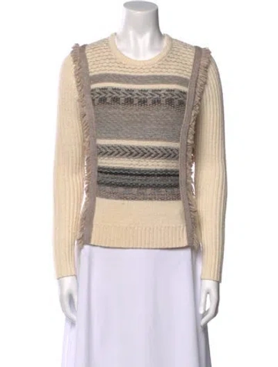 Pre-owned White + Warren Striped Crew Neck Sweater In Neutral