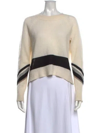Pre-owned White + Warren Striped Crew Neck Sweater In Neutral