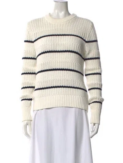 Pre-owned White + Warren Striped Crew Neck Sweater In Neutrals