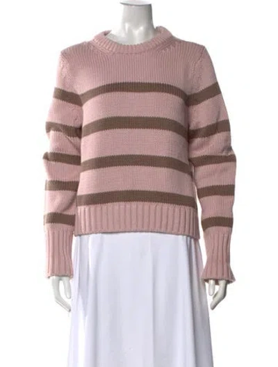 Pre-owned White + Warren Striped Crew Neck Sweater In Pink
