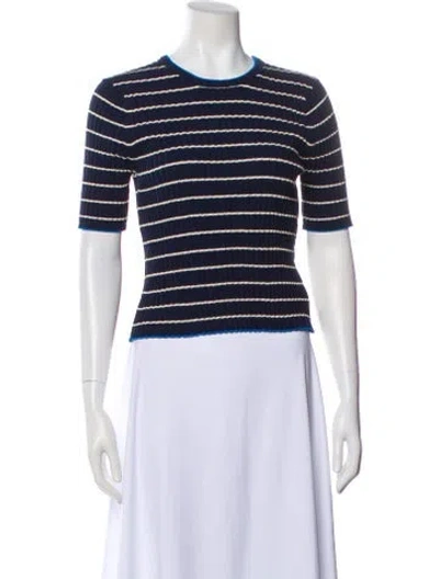 Pre-owned White + Warren Striped Crew Neck Top In Blue