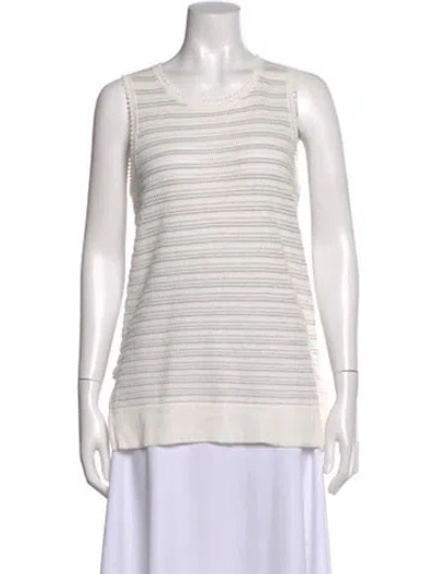 Pre-owned White + Warren Striped Crew Neck Top In Neutral