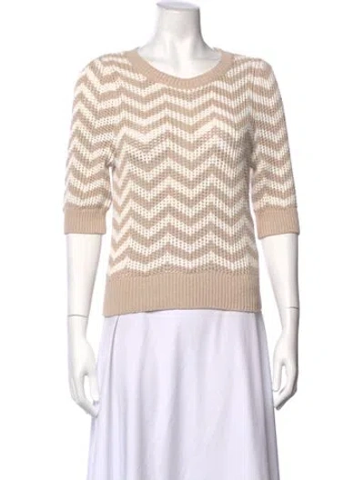 Pre-owned White + Warren Striped Crew Neck Top In Neutral