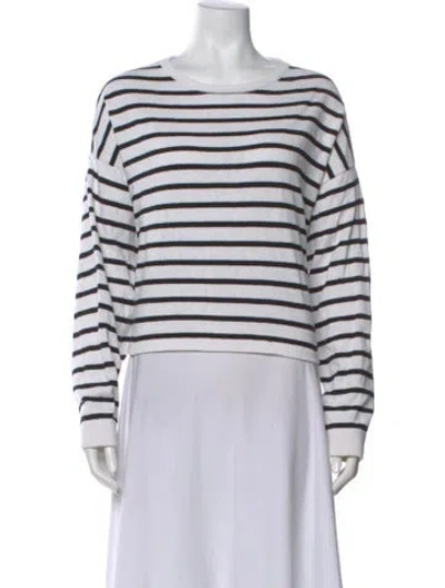 Pre-owned White + Warren Striped Crew Neck Top In White