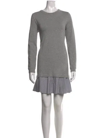 Pre-owned White + Warren Striped Mini Dress In Gray