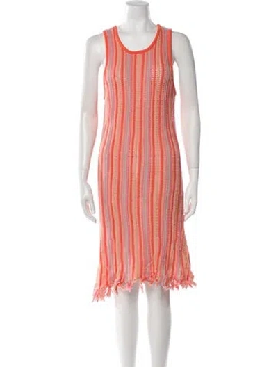Pre-owned White + Warren Striped Mini Dress In Orange