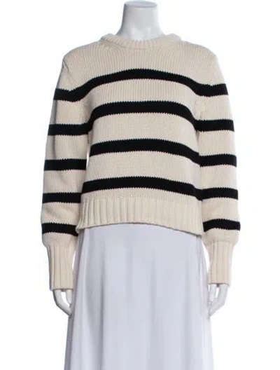 Pre-owned White + Warren Striped Mock Neck Sweater In Neutral