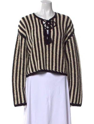 Pre-owned White + Warren Striped Scoop Neck Sweater W/ Tags
