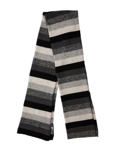Pre-owned White + Warren Striped Stole In Black