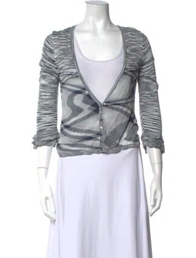 Pre-owned White + Warren Striped V-neck Sweater In Multicolor