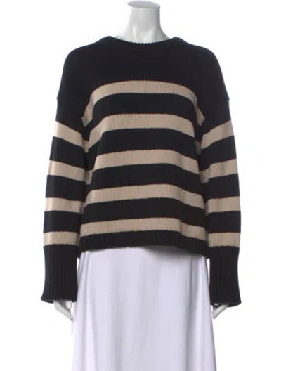 Pre-owned White + Warren Striped V-neck Sweater In Neutrals