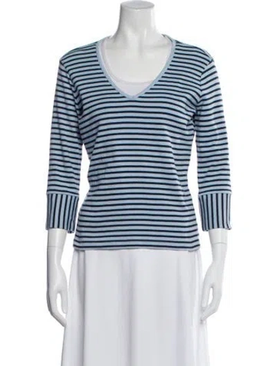 Pre-owned White + Warren Striped V-neck T-shirt In Multi