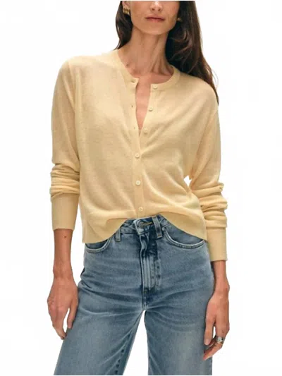 White + Warren Superfine Cardigan In Buttercream In White