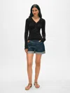 White + Warren Superfine Cashmere Blend Henley Sweater In Black In Black