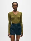 White + Warren Superfine Cashmere Blend Henley Sweater In Bright Olive In Green