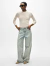 White + Warren Superfine Cashmere Blend Waffle Crewneck Top In White