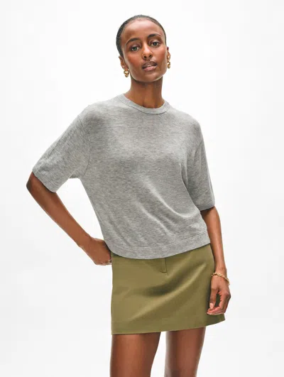 White + Warren Superfine Cashmere T-shirt In Slate Heather