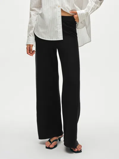 White + Warren Superfine Cotton Wide Leg Pant In Black