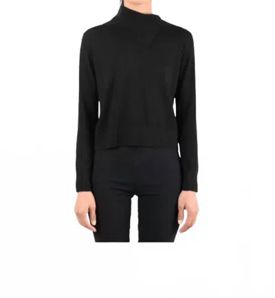White + Warren Superfine Merino Asymmetrical Top In Black
