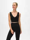 White + Warren Superfine Merino Bralette Sweater In Black In Black