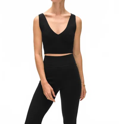 WHITE + WARREN SUPERFINE MERINO BRALETTE TOP IN BLACK