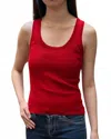 White + Warren Superfine Merino Ribbed Tank In Scarlet In Red