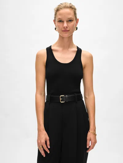 White + Warren Superfine Merino Ribbed Tank Top In Black