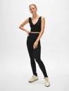 White + Warren Superfine Merino Zip Leggings In Black In Black