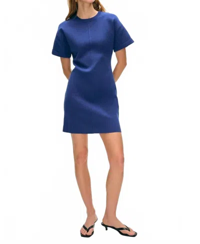 White + Warren Superfine Organic Cotton Dress In Sapphire In Blue