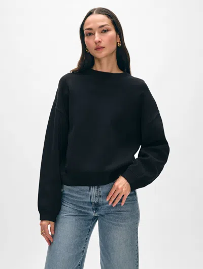 White + Warren Superfine Organic Cotton Easy Sweatshirt In Black
