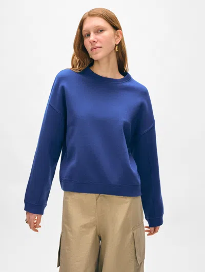 White + Warren Superfine Organic Cotton Easy Sweatshirt In Sapphire