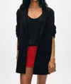 White + Warren Superfine Organic Cotton Oversized Blazer In Black In Black